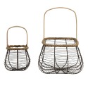 Clayre & Eef Decorative Basket Set of 2 Brown Iron Wood