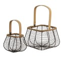 Clayre & Eef Decorative Basket Set of 2 Brown Iron Wood