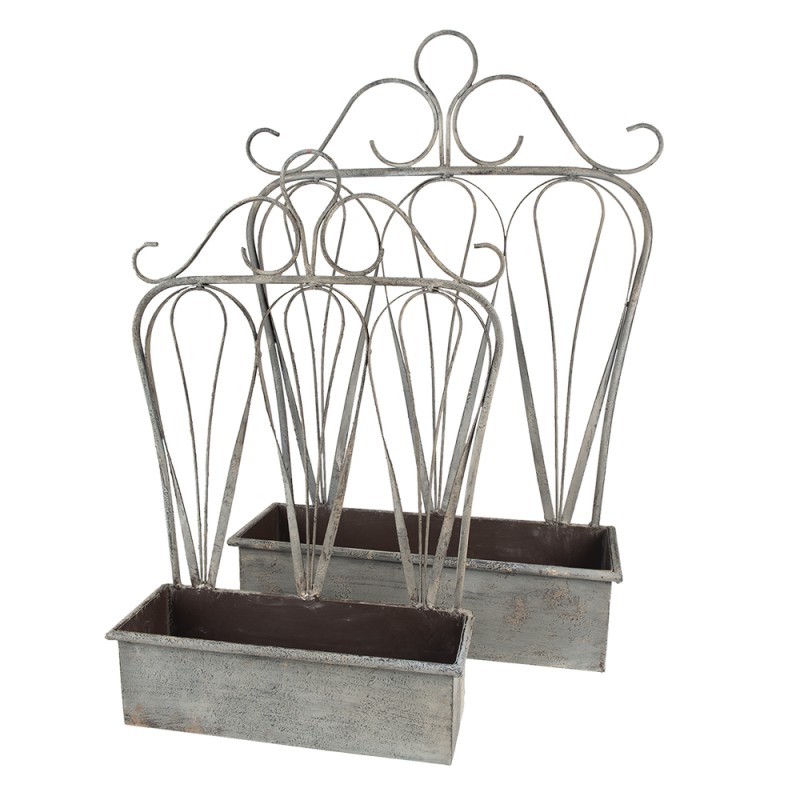 Clayre & Eef Plant Holder Grey Iron Rectangle