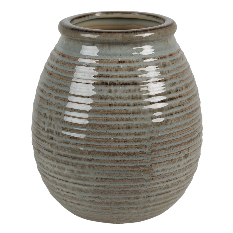 Clayre & Eef Vase Ø 18x20 cm Grey Brown Ceramic Round