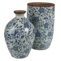 Clayre & Eef Vaso  Ø 16x25 cm Blu Marrone  Ceramica Rotondo