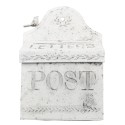 Clayre & Eef Mailbox 28x12x41 cm White Grey Metal Letters/Post/US Mail