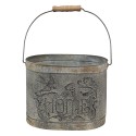 Clayre & Eef Decorative Bucket Grey Brown Metal Bird Home
