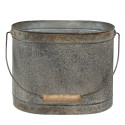 Clayre & Eef Decorative Bucket Grey Brown Metal Bird Home