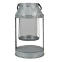 Clayre & Eef Lantern Ø 16x28 cm Grey Metal Glass Round