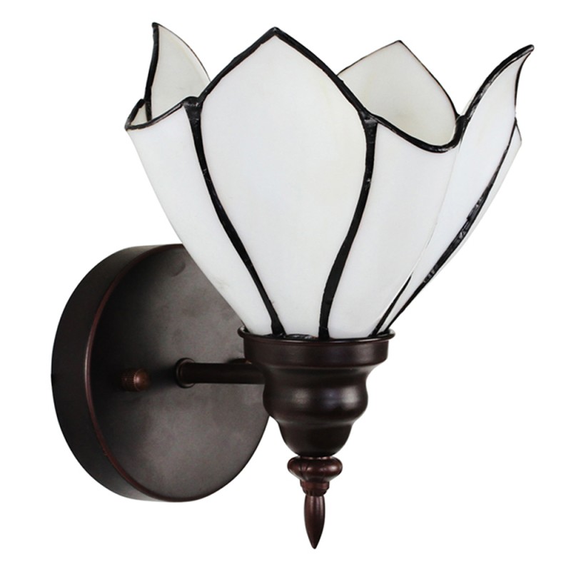 LumiLamp Wandlamp Tiffany  23x17x19 cm  Wit Bruin Glas Metaal