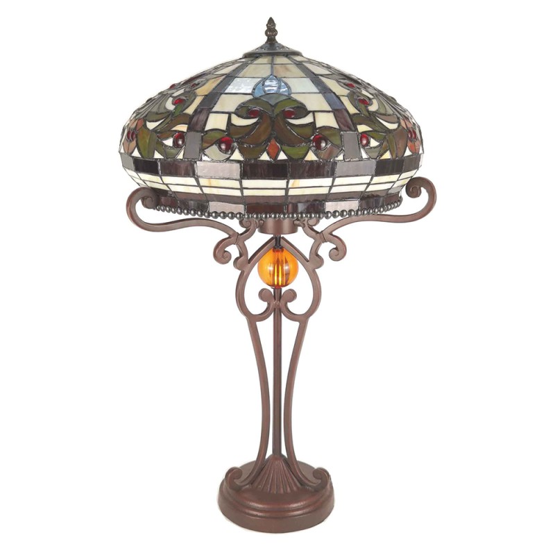 LumiLamp Lampada da tavolo Tiffany Ø 42x72 cm  Beige Marrone  Plastica Vetro