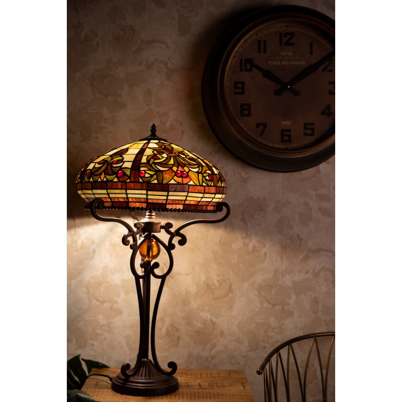 LumiLamp Lampe de table Tiffany Ø 42x72 cm  Beige Marron Plastique Verre