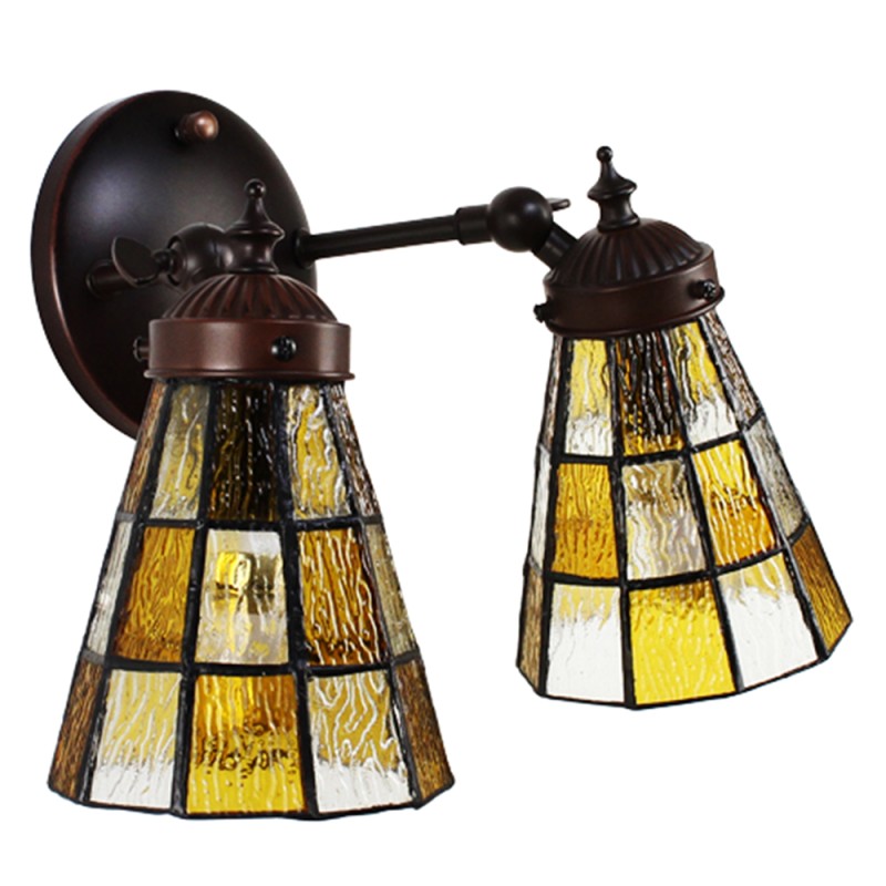 LumiLamp Lampada da parete Tiffany 30x23x23 cm 
18x15x115 cm  Marrone Vetro Metallo Rotondo