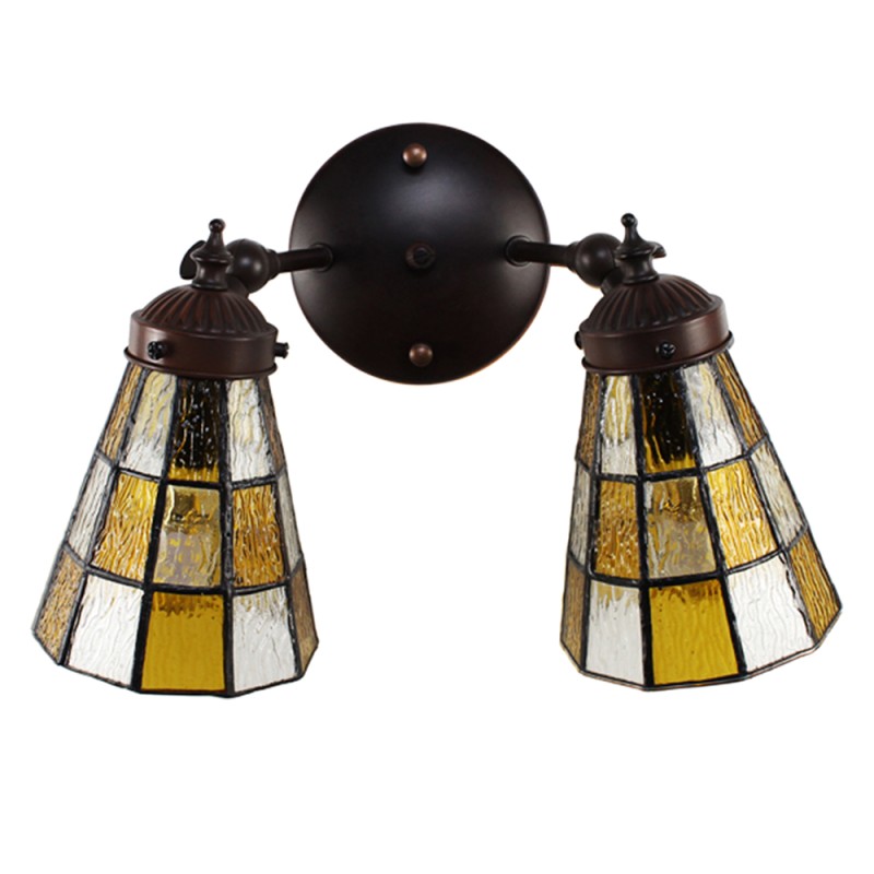 LumiLamp Lampada da parete Tiffany 30x23x23 cm 
18x15x115 cm  Marrone Vetro Metallo Rotondo