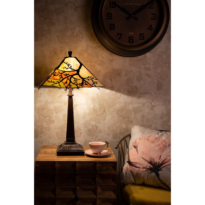 LumiLamp Lampe de table Tiffany 36x36x57 cm Beige Marron Verre Métal