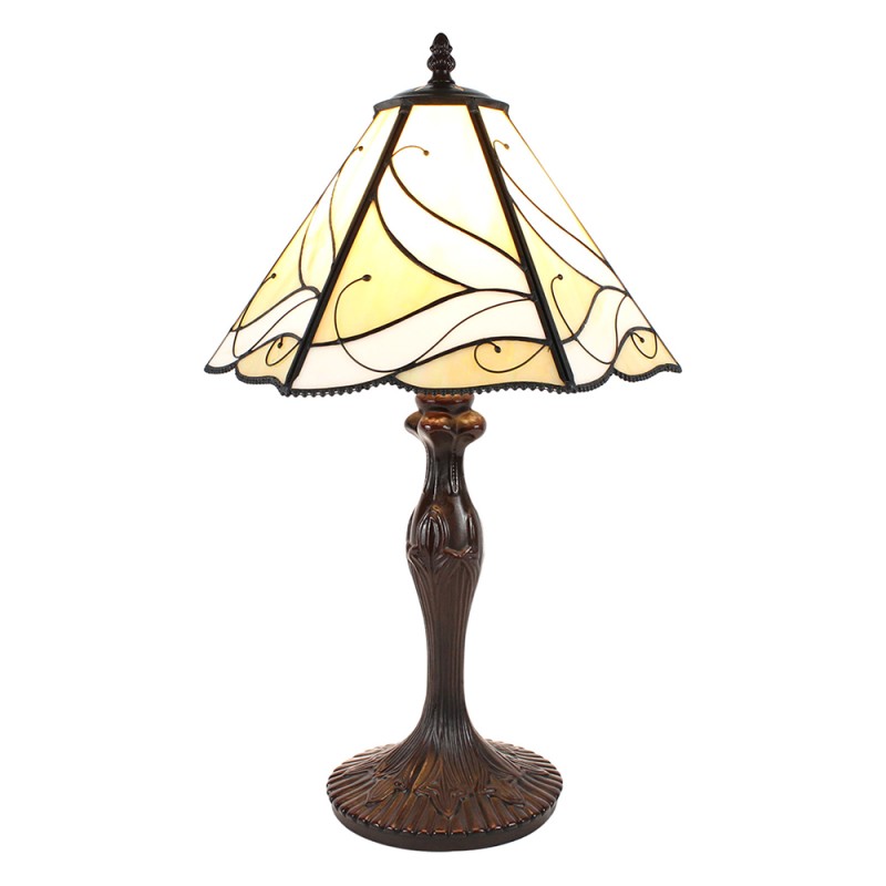 LumiLamp Lampe de table Tiffany Ø 31x43 cm  Beige Blanc Verre Plastique