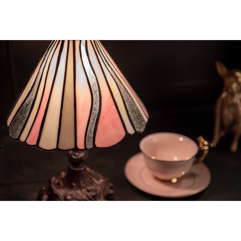 LumiLamp Table Lamp Tiffany Ø 20x34 cm  Pink Beige Glass Plastic