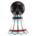 LumiLamp Wandlamp Tiffany  17x12x23 cm  Blauw Rood Glas Metaal Rond