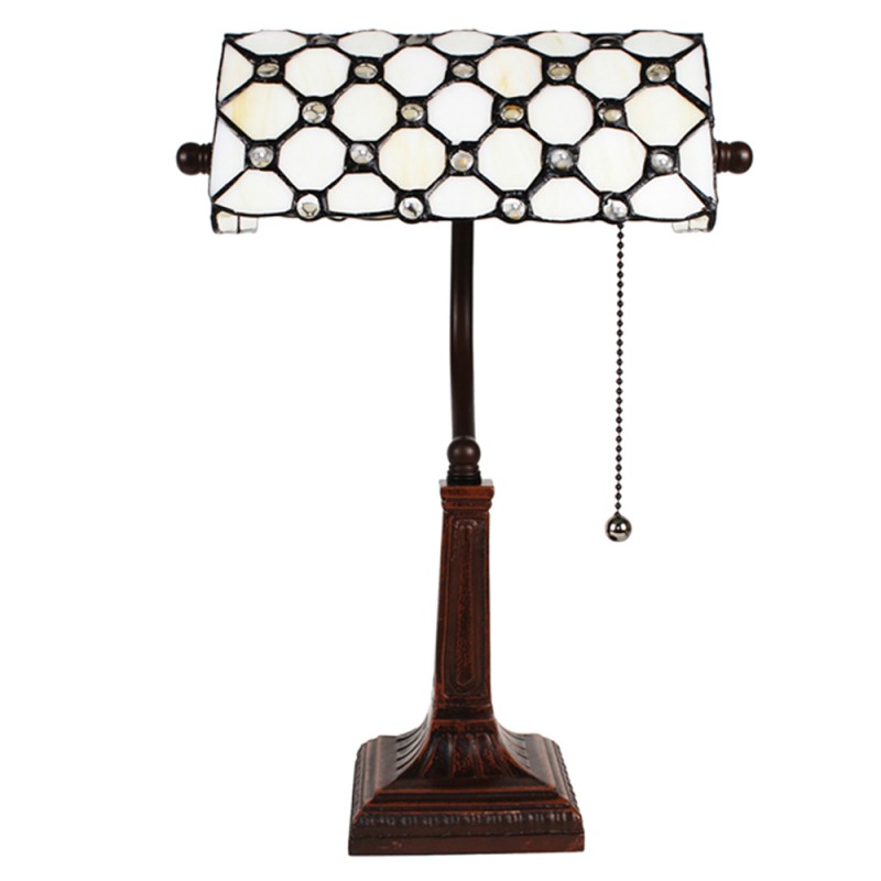 LumiLamp Lampe de table Tiffany 26x23x42 cm Blanc Métal Verre