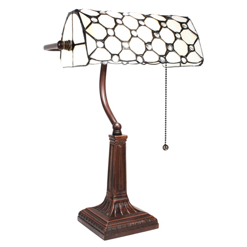 LumiLamp Lampe de table Tiffany 26x23x42 cm Blanc Métal Verre