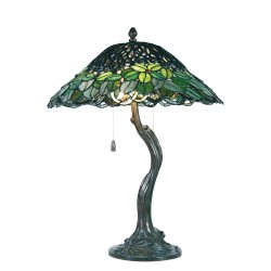 LumiLamp Lampe de table Tiffany 5LL-5386 Ø 47*58 cm E27/max 2*60W Vert Vitrail Lampe de bureau Tiffany