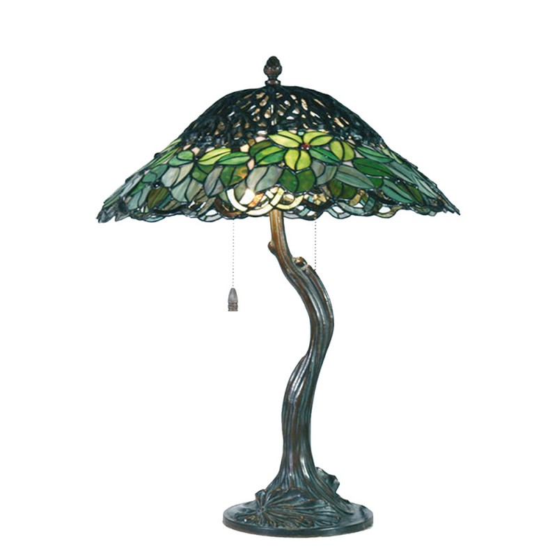 LumiLamp Lampada da tavolo Tiffany Ø 47x58 cm  Verde Vetro