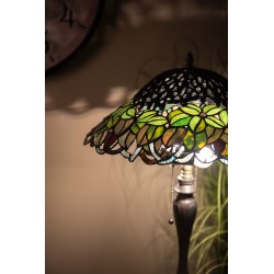 LumiLamp Tiffany Tafellamp 5LL-5386 Ø 47*58 cm E27/max 2*60W Groen Glas in lood Tiffany Bureaulamp