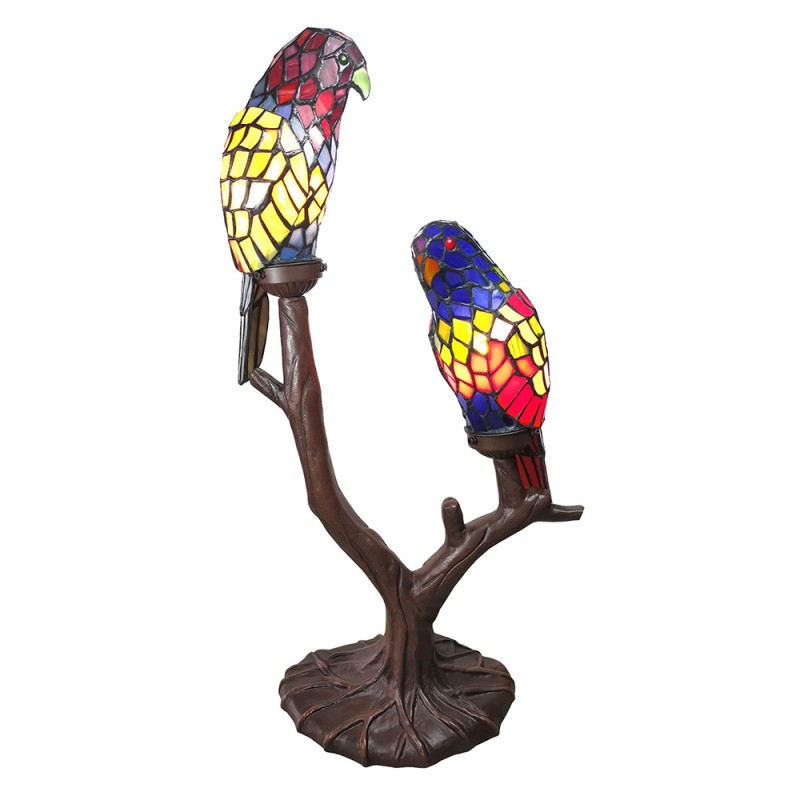 LumiLamp Tiffany Tischlampe 5LL-6017 50*24*63 cm Mehrfarbig Glasmalerei Papagei Tiffany Lampe Nachttischlampe