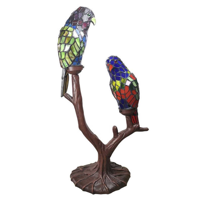 LumiLamp Table Lamp Tiffany 50x24x63 cm Blue Yellow Glass Parrot