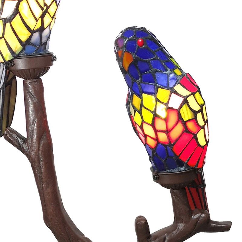 LumiLamp Table Lamp Tiffany 50x24x63 cm Blue Yellow Glass Parrot