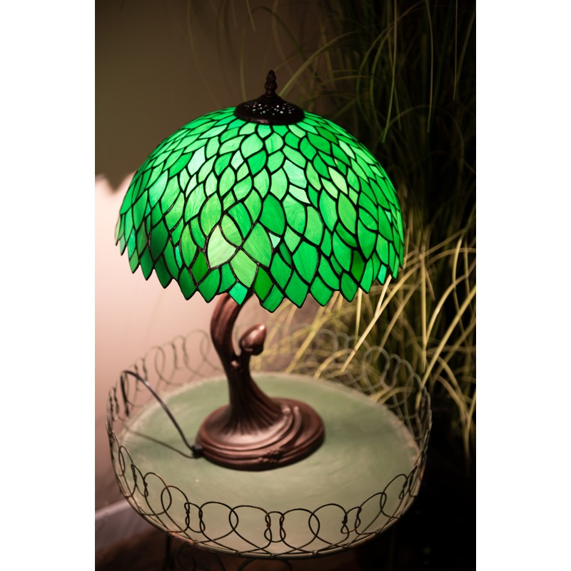LumiLamp Lampada da tavolo Tiffany Ø 41x57 cm  Verde Vetro