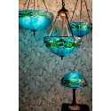 LumiLamp Hanglamp Tiffany  Ø 31x155 cm  Blauw Groen Metaal Glas Libelle