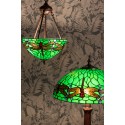 LumiLamp Lampada a Sospensione Tiffany Ø 31x155 cm  Verde Metallo Vetro Libellula
