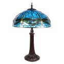 LumiLamp Lampe de table Tiffany Ø 41x57 cm  Bleu Métal Verre Libellule