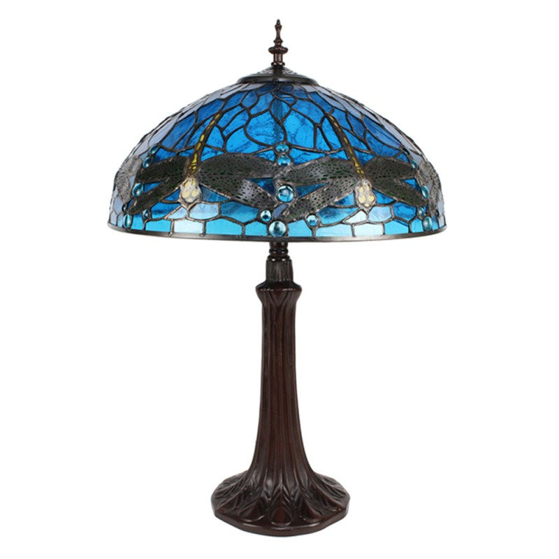 LumiLamp Lampada da tavolo Tiffany Ø 41x57 cm  Blu Metallo Vetro Libellula