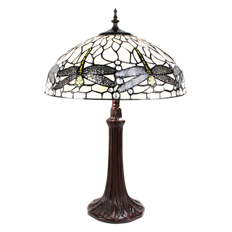LumiLamp Table Lamp Tiffany Ø 41x59 cm  White Black Metal Glass Dragonfly
