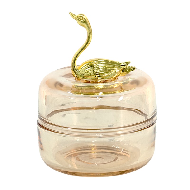 Clayre & Eef Glass Jar Ø 9x12 cm Orange Glass Round Swan
