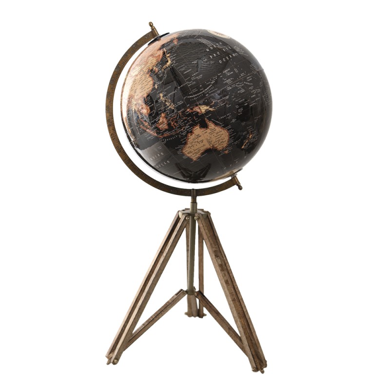Clayre & Eef Globe 31x31x67 cm Black Wood Metal