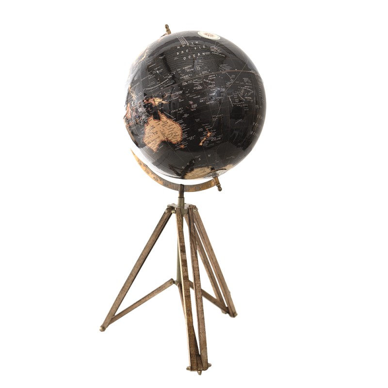 Clayre & Eef Globe 31x31x67 cm Black Wood Metal
