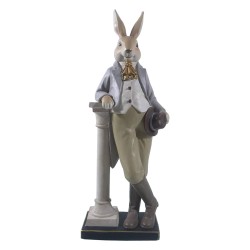 Clayre & Eef Statue Rabbit 17*9*46 cm Blue Grey
