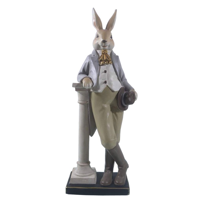 Clayre & Eef Figurine Rabbit 17x9x46 cm Blue Grey Polyresin