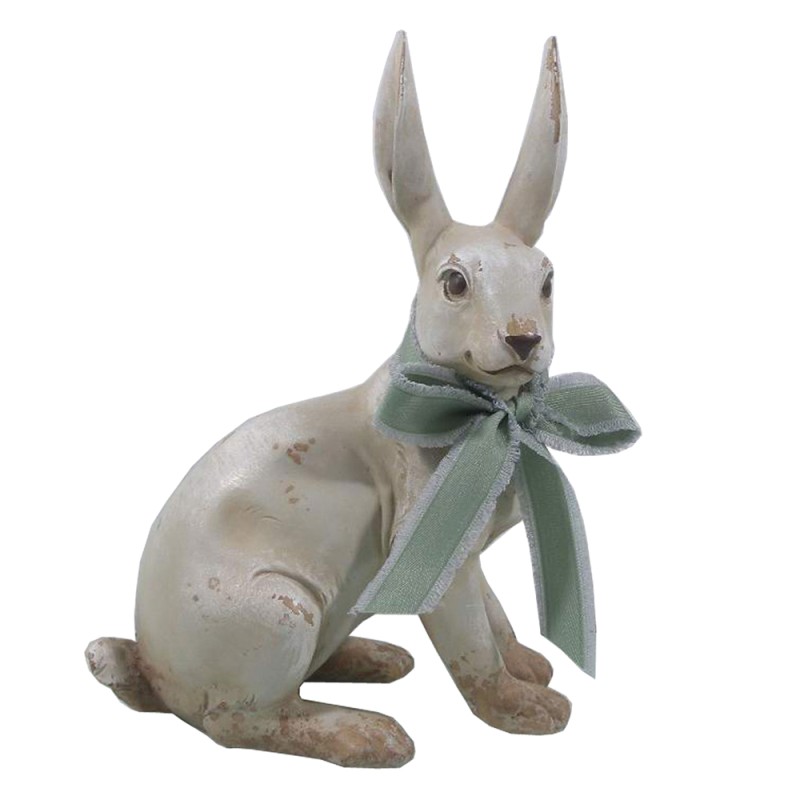Clayre & Eef Figurine Rabbit 20x11x28 cm Beige Green Polyresin