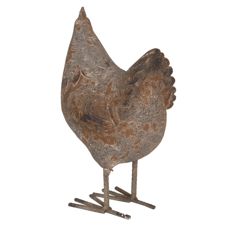 Clayre & Eef Figurine Chicken 13x9x20 cm Grey Polyresin
