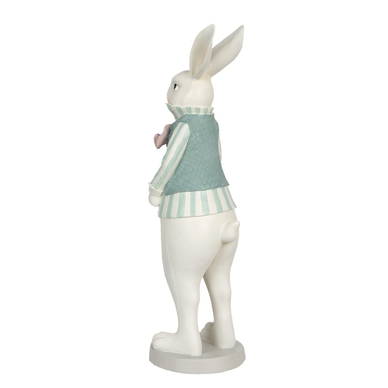 Clayre & Eef Figurine Rabbit 17x15x53 cm White Green Polyresin