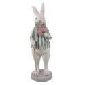 Clayre & Eef Figurine Rabbit 12x9x31 cm White Green Polyresin