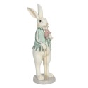 Clayre & Eef Figur Kaninchen 12x9x31 cm Weiß Grün Polyresin