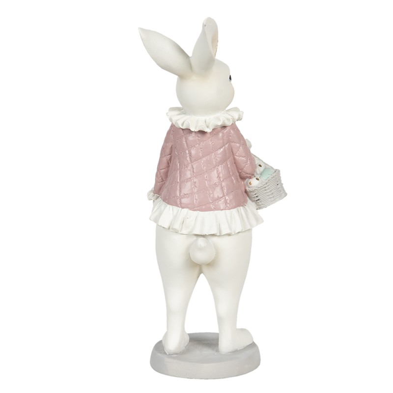 Clayre & Eef Figur Kaninchen 10x10x25 cm Weiß Rosa Polyresin
