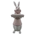 Clayre & Eef Figur Kaninchen 15x13x37 cm Weiß Rosa Polyresin