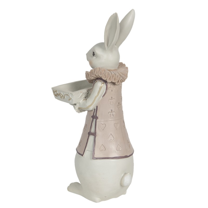 Clayre & Eef Figurine Rabbit 15x13x37 cm White Pink Polyresin