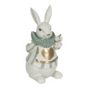 Clayre & Eef Figurine Rabbit 17x14x33 cm White Green Polyresin