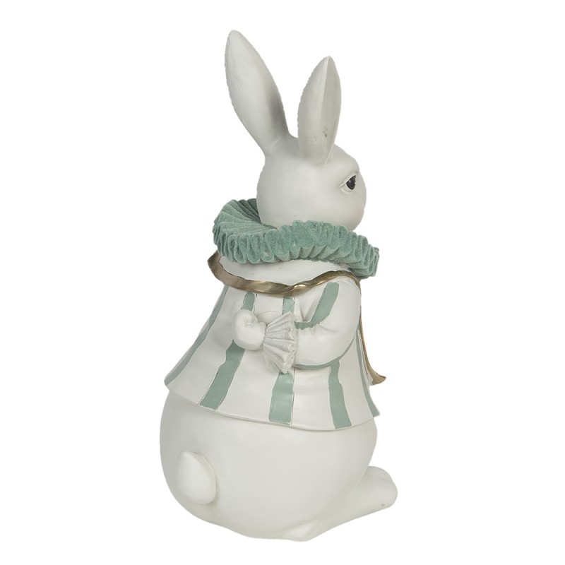 Clayre & Eef Figurine Rabbit 17x14x33 cm White Green Polyresin