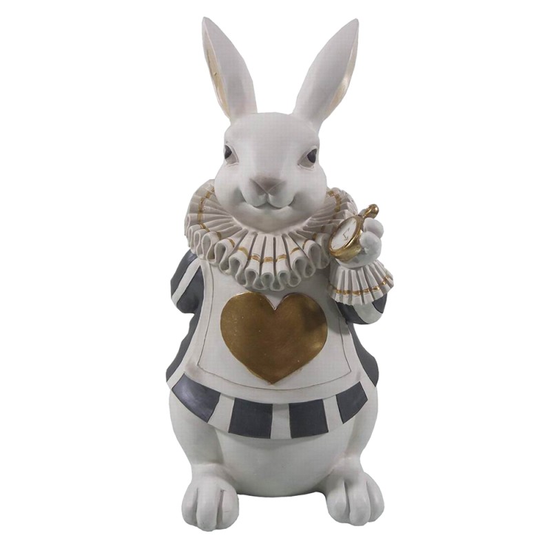 Clayre & Eef Figurine Rabbit 17x14x33 cm White Polyresin