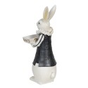 Clayre & Eef Figur Kaninchen 15x13x37 cm Weiß Schwarz Polyresin