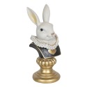 Clayre & Eef Figurine Rabbit 12x11x29 cm White Gold colored Polyresin